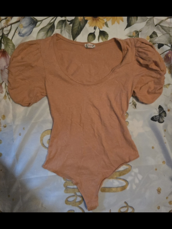 Intimately By Free People Tops - Puff Sleeve Scoop Neck Bodysuit in Peach
